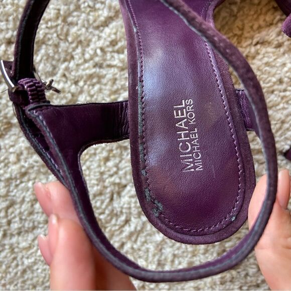 Michael Kors Mink Furry Purple Sandals Heel Size 7.5 - Picture 8 of 11